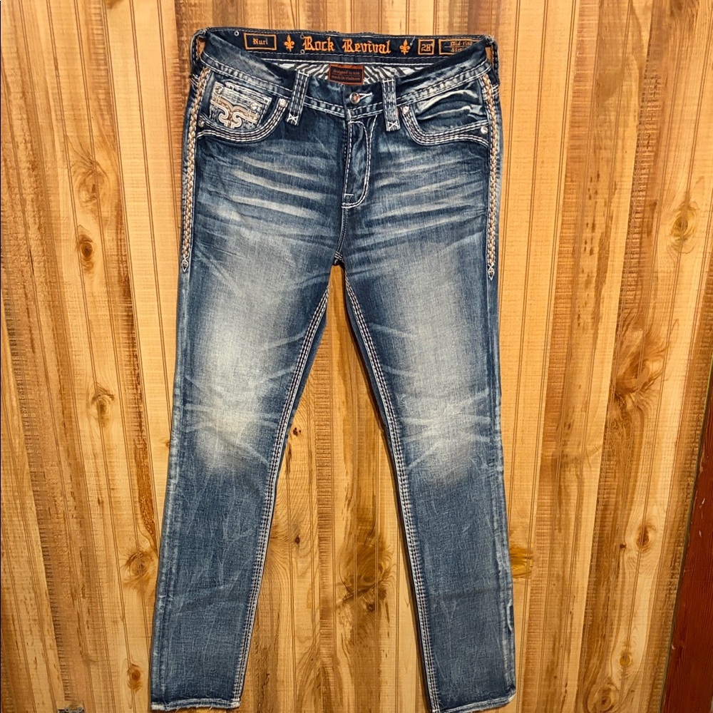 Rock Revival Women's Distressed Blue Ankle Jeans